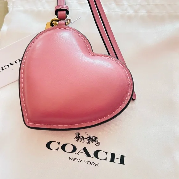 Coach Genuine Leather Puffy Heart Bag Charm/ Keychain - Picture 4 of 15